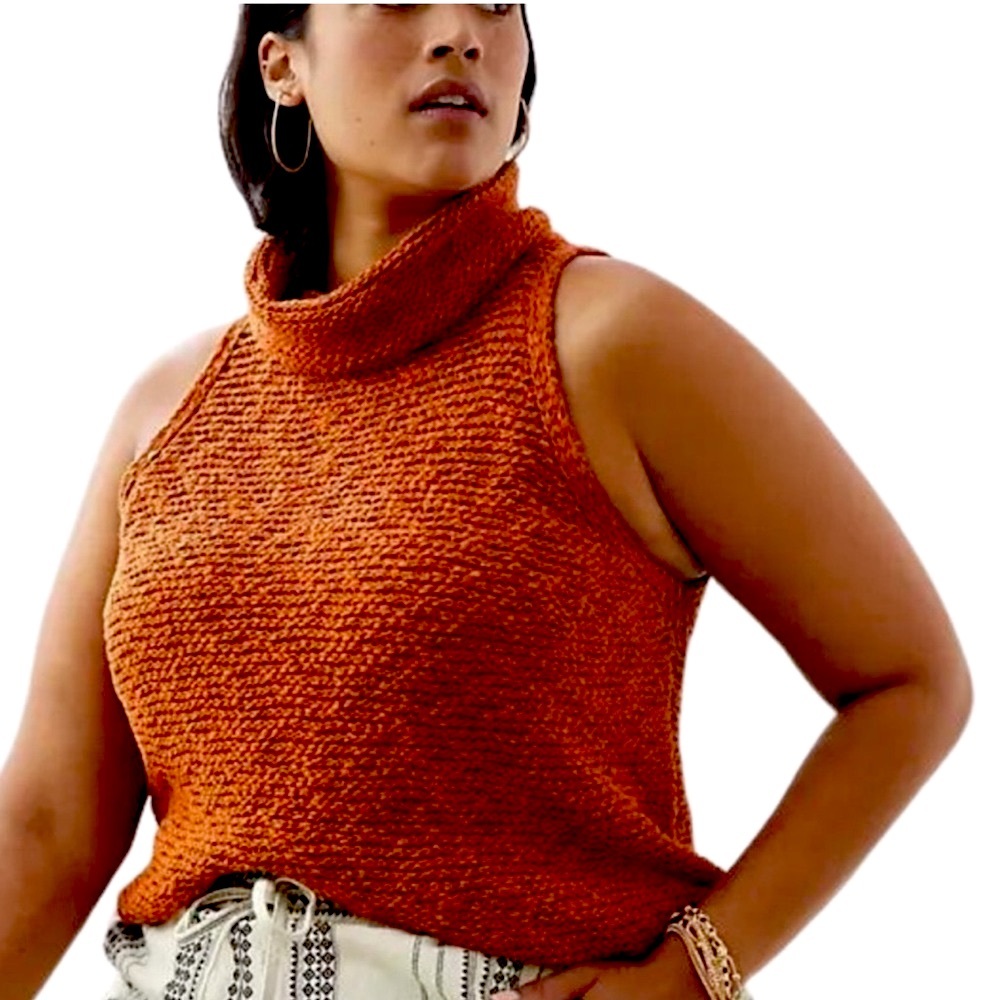 Anthropologie Pilcro Knitted Turtleneck Sleeveless Sweater Size XL